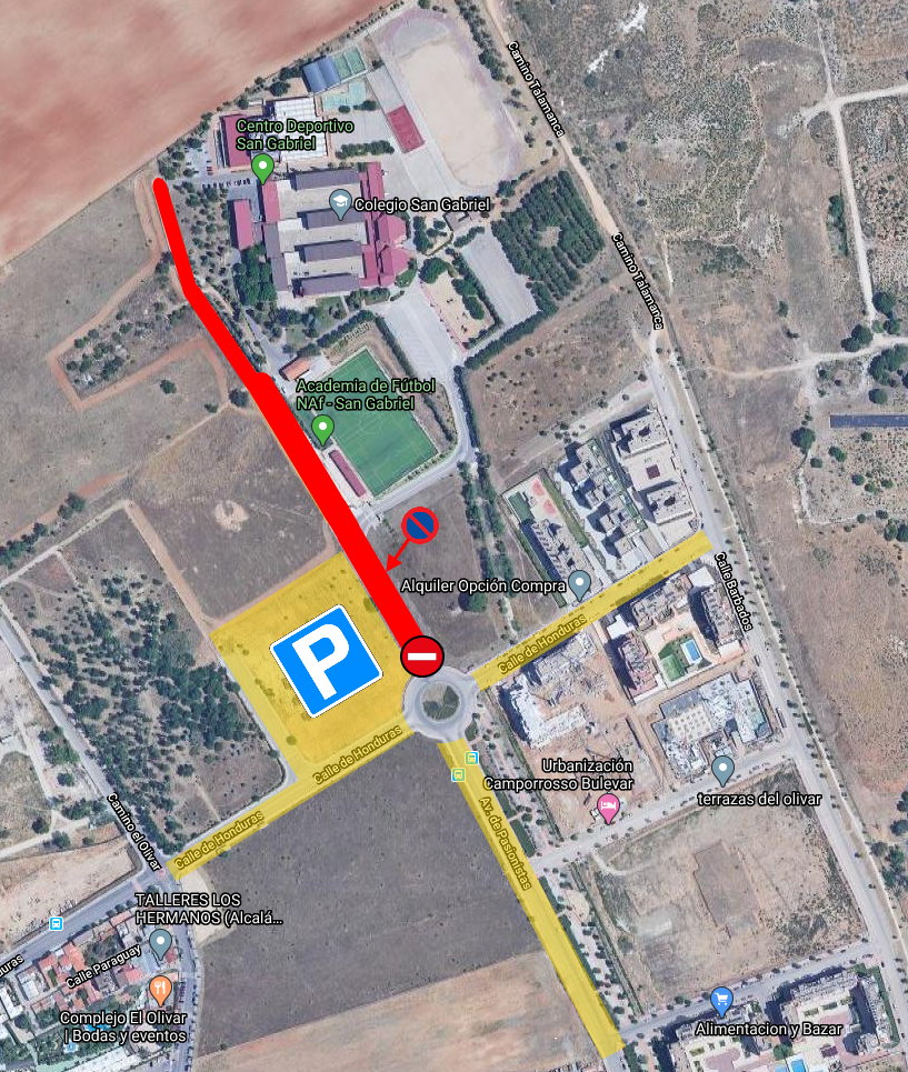 cross san gabriel zona aparcamiento mapa